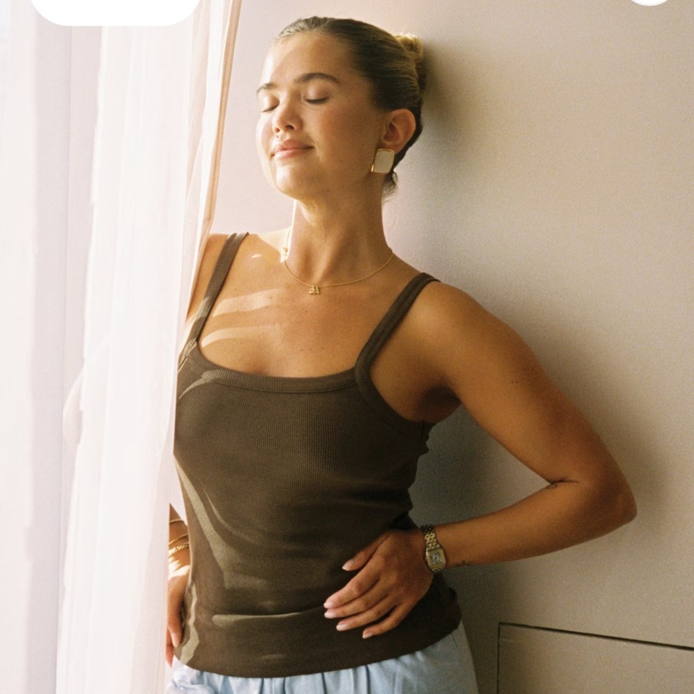 Djerf avenue ribbed brown tank top